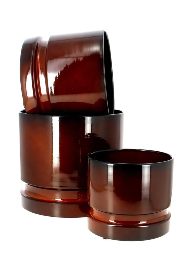 Sale Cache-pot coloris marron en zinc woodlog - Ø 31 cm x 27 cm