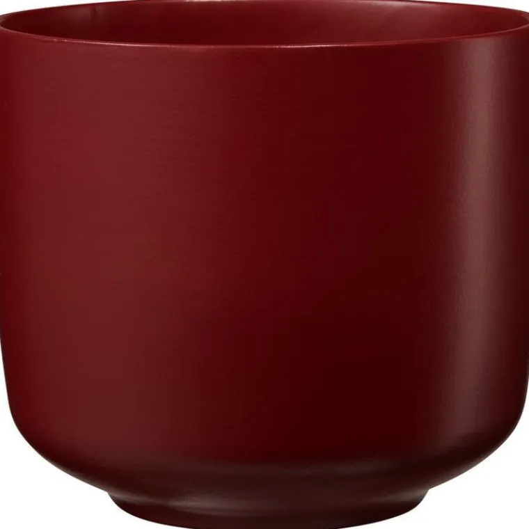 Hot Cache-pot en céramique rouge vin Bari - Ø 13 x H 12 cm
