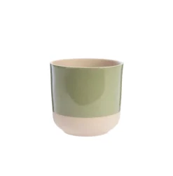 Hot PRINT24 Cache-pot en céramique vert/beige Sandstone - Ø 16,5 x H 16 cm