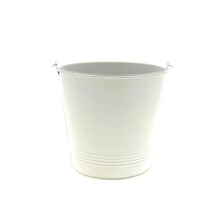 Outlet Cache-pot métal blanc Zinc - Ø 18 x H 17,5 cm