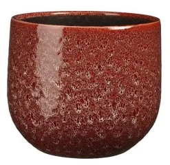 Clearance EDELMAN Cache-pot rond en céramique rouge Paola - Ø 25 x H 20 cm