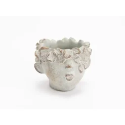 New AMADEUS Cache-pot tête d'enfant coloris gris Bisous - 10 x 10,5 x 12 cm