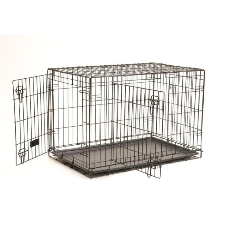 Best NEW CONCEPT INT Cage d'éducation noire pour chien et chiot avec 2 portes -121 x 76 x 81 cm