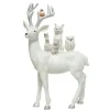Hot KAEMINGK Cerf en polyrésine blanche à paillettes avec petits animaux - 8 x 16 x 25,5 cm