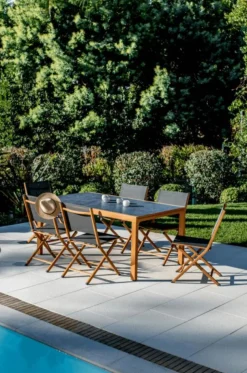 Outlet CREADOR Chaise pliante en aluminium et teck anthracite Timo