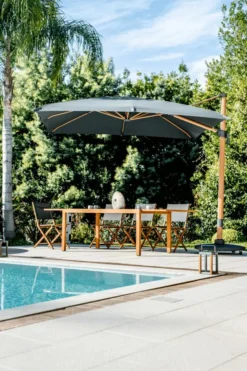 Outlet CREADOR Chaise pliante en aluminium et teck anthracite Timo