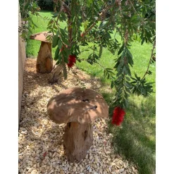 Outlet DÉCORIALE Champignon pour décoration extérieure coloris bois en teck - 40 cm