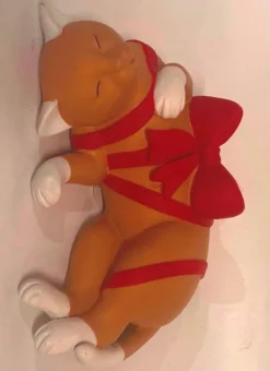 Clearance CADES DESIGN Chat en résine avec nœud rouge Luna