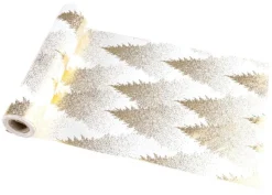 Outlet Chemin de table blanc et or velours Tree Spirit - 28 x 300 cm