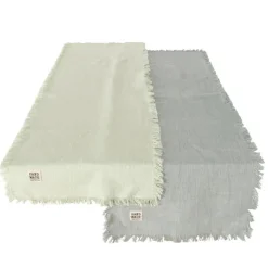 Clearance BOLTZE Chemin de table Lenea coloris vert en coton - 140 x 40 cm
