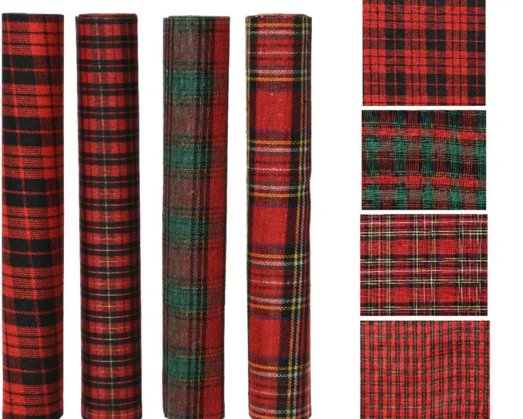 Best KAEMINGK Chemin de table rouge et vert en polyester Tartan - 200 x 35 cm