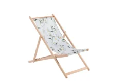 Outlet JARDIN PRIVÉ Chilienne avec toile amovible grise à motifs Jasmin - 132 x 55 cm