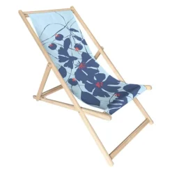 Sale JARDIN PRIVÉ Chilienne en bois avec toile polyester amovible NP Création Clair obscur marine - 127 x 56 x 96 cm