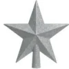 Sale Cime étoile plastique pailletée couleur argent - 19 cm de haut