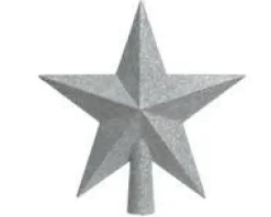 Sale Cime étoile plastique pailletée couleur argent - 19 cm de haut