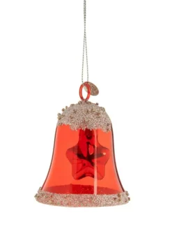 Online KAEMINGK Cloche en verre transparent Rouge paillettes et étoile - 6,20 x 6,20 x 7,50 cm