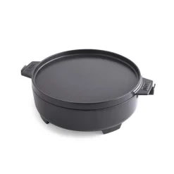 Hot WEBER Cocotte en fonte émaillée noire 2 en 1 Gourmet BBQ System - 42 x 33,5 cm