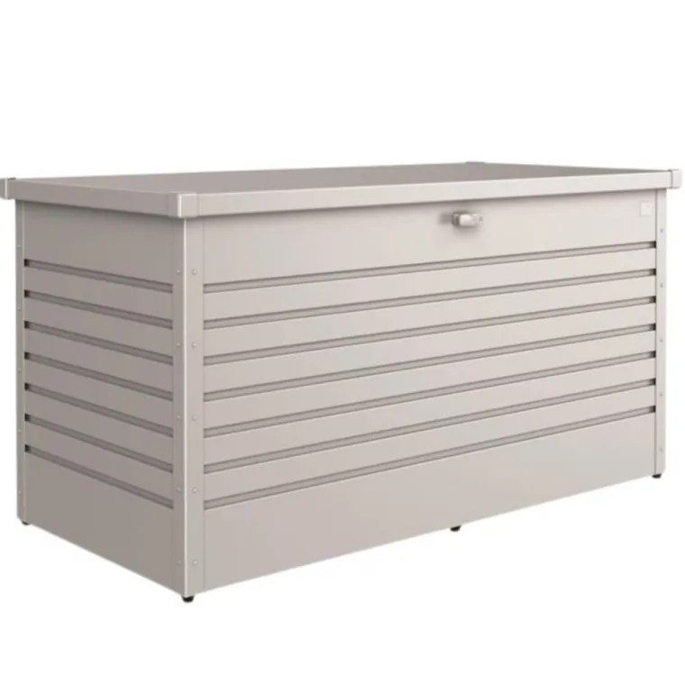Best BIOHORT Coffre de jardin 160 en acier galvanisé coloris argent métallisé - 160 x 79 x 83 cm