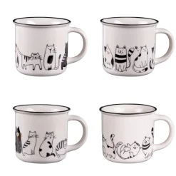 Hot BASTIDE Coffret de 4 mugs Friends coloris blanc et noir en porcelaine - Ø 10 cm