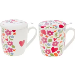 Hot CADES DESIGN Coffret mug avec filtre en céramique multicolore Amor - 12 x 8,5 x 9,9 cm