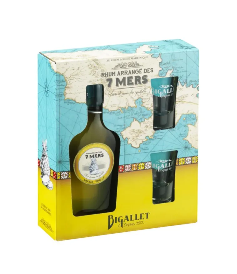 Best BIGALLET Coffret rhum ananas vanille avec 2 verres - 70 cl