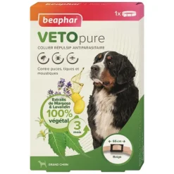 BEAPHAR Collier répulsif antiparasitaire pour le chien de grande taille coloris beige VETOpure – 65 cm