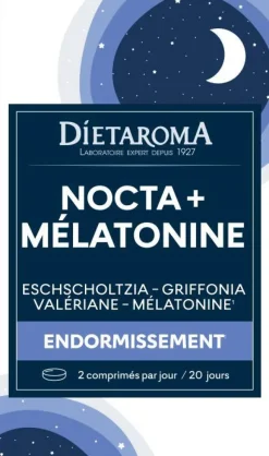 Outlet DIETAROMA Complément alimentaire eschscholtzia, griffonia, valériane, mélatonine endormissement nocta + mélatonine - 40 comprimés