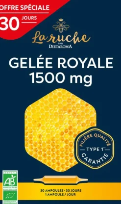 Sale DIETAROMA Complément alimentaire gelée royale bio 1500 mg La Ruche - 30 x 15 ml