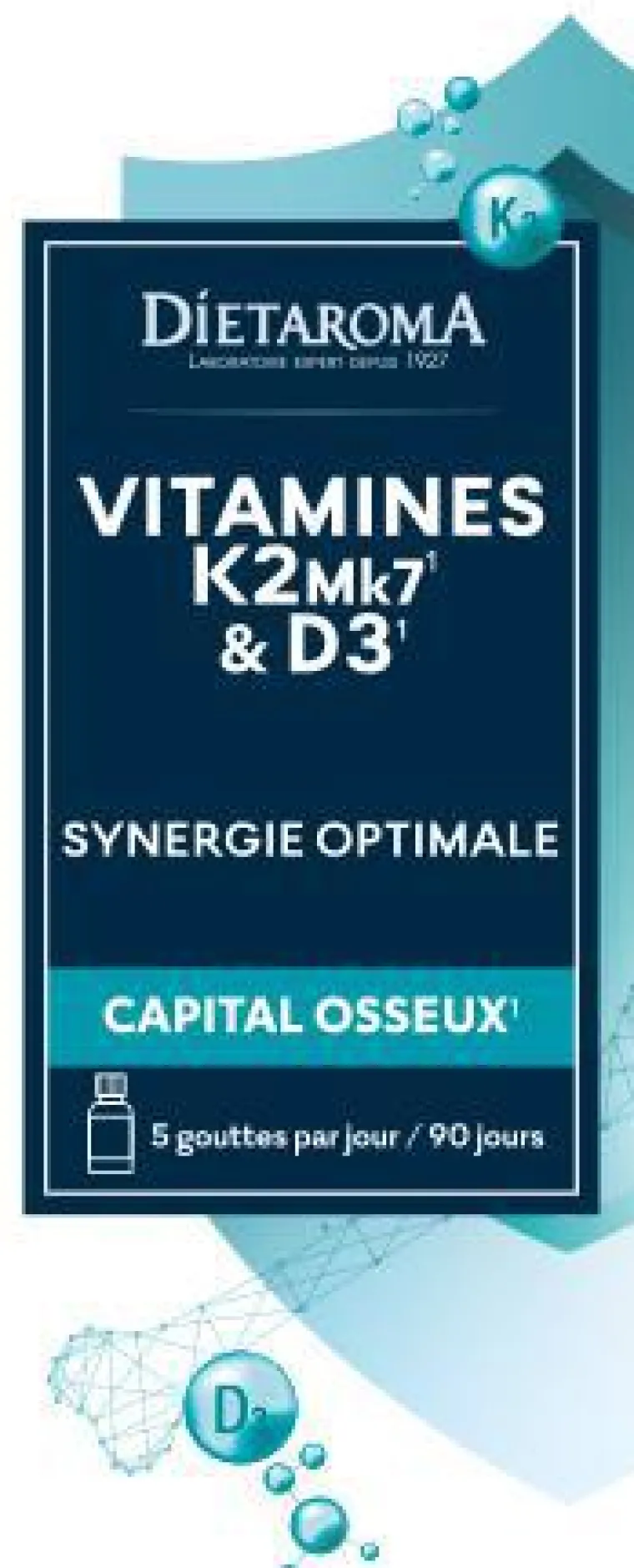Sale DIETAROMA Complément alimentaire synergie optimale vitamines K2-Mk7 et D3 capital osseux - 20 ml
