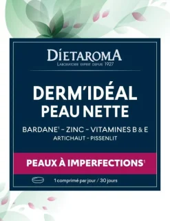 Hot DIETAROMA Complément alimentaire zinc, bardane peau nette Dermidéal - 30 comprimés