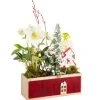 Clearance BOTANIC® Composition hellébore et jacinthes en jardinette feutrine rouge