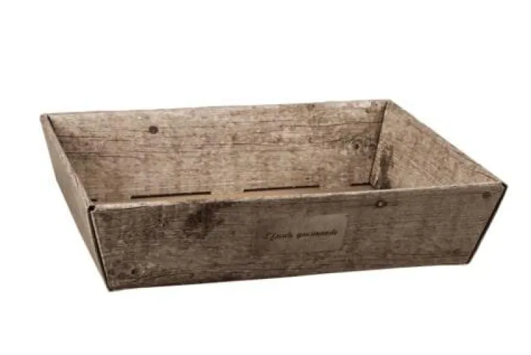Online CAV SERVICE Corbeille Lorriane en carton imitation bois grisé certifiée FSC® - 42 x 31 x 10 cm