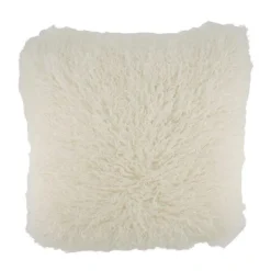 Online Coussin blanc en polyester imitation fausse fourrure - 45 x 45 x 12 cm