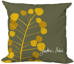 Best NP CREATIONS Coussin carré décoratif Graines d'Or coloris vert en coton - 40 x 40 x 15 cm