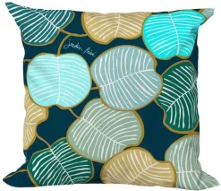 Online NP CRÉATION Coussin déco carré en polyester/coton bleu Elsa - 40 x 40 x 15 cm