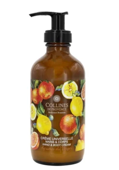 New COLLINES DE PROVENCE Crème universelle mains et corps en flacon pompe senteur Agrumes du Verger – 225 ml