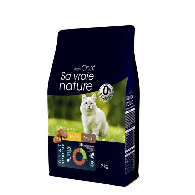 Hot SA VRAIE NATURE Croquette pour chat adulte stérilisé au lapin et au poulet - 2 kg