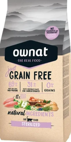 Sale OWNAT Croquette pour chat adulte stérilisé Grain Free Just - 3 kg