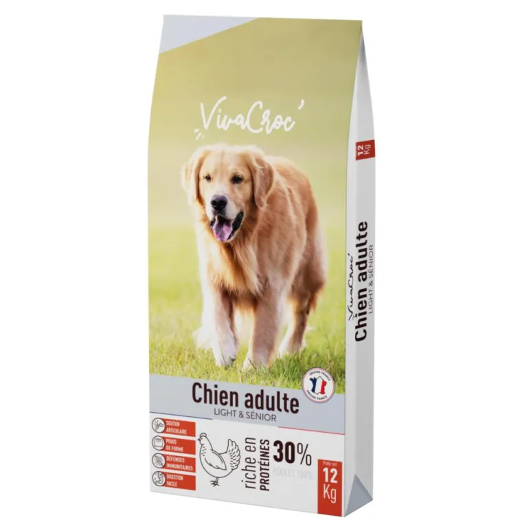 Clearance VIVACROC Croquettes light pour chien senior au poulet – 12 kg