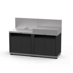 LE MARQUIER Cuisine 2 éléments avec cresdence coloris noir en acier électrozingué - 160 x 56 x 115 cm