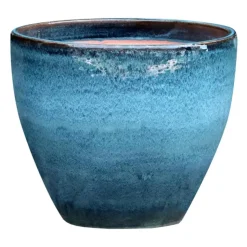 Clearance DECOLINES Cuvier en grès émaillé bleu Océan Littoral - Ø 22 x H 21,5 cm