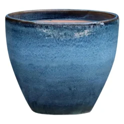 New DECOLINES Cuvier en grès émaillé bleu Océan Littoral - Ø 35 x H 31 cm