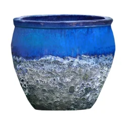 Online DECOLINES Cuvier en grès émaillé old bleu Leon - Ø 50 x H 49 cm