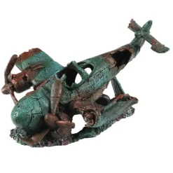 EUROPET Décor d'aquarium avion englouti 2 coloris multicolore en résine de polyester - 32,5 x 21,5 x 18 cm