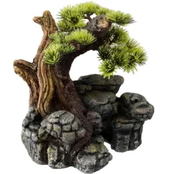 Discount EUROPET Décor d'aquarium pierre bonsai coloris vert en résine de polyester - 16,5 x 16,5 x 18 cm