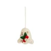 Sale Décoration à suspendre carillon en feutrine blanche à motif rouge et vert - 3,3 x 2,5 cm