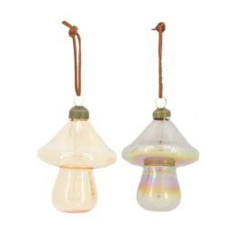 Hot Décoration à suspendre forme champignon en verre teinté - Ø 7 x H 9,5 cm