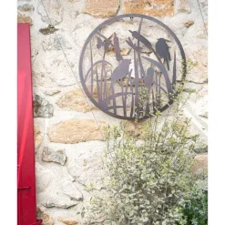 Sale Décoration murale ronde marron avec oiseaux Ø60 cm