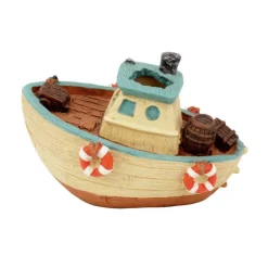 Discount AQUATLANTIS Décoration pour aquarium coloris bleu Bateau de Pêcheur - 12,5 x 5 x 6,5 cm