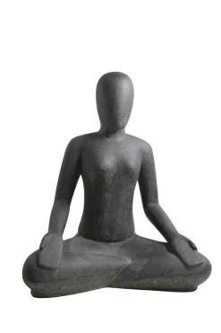Discount SEDA Décoration pour jardin aquatique relax coloris noir en pierre reconstituée figurine yoga Méditation - 60 cm